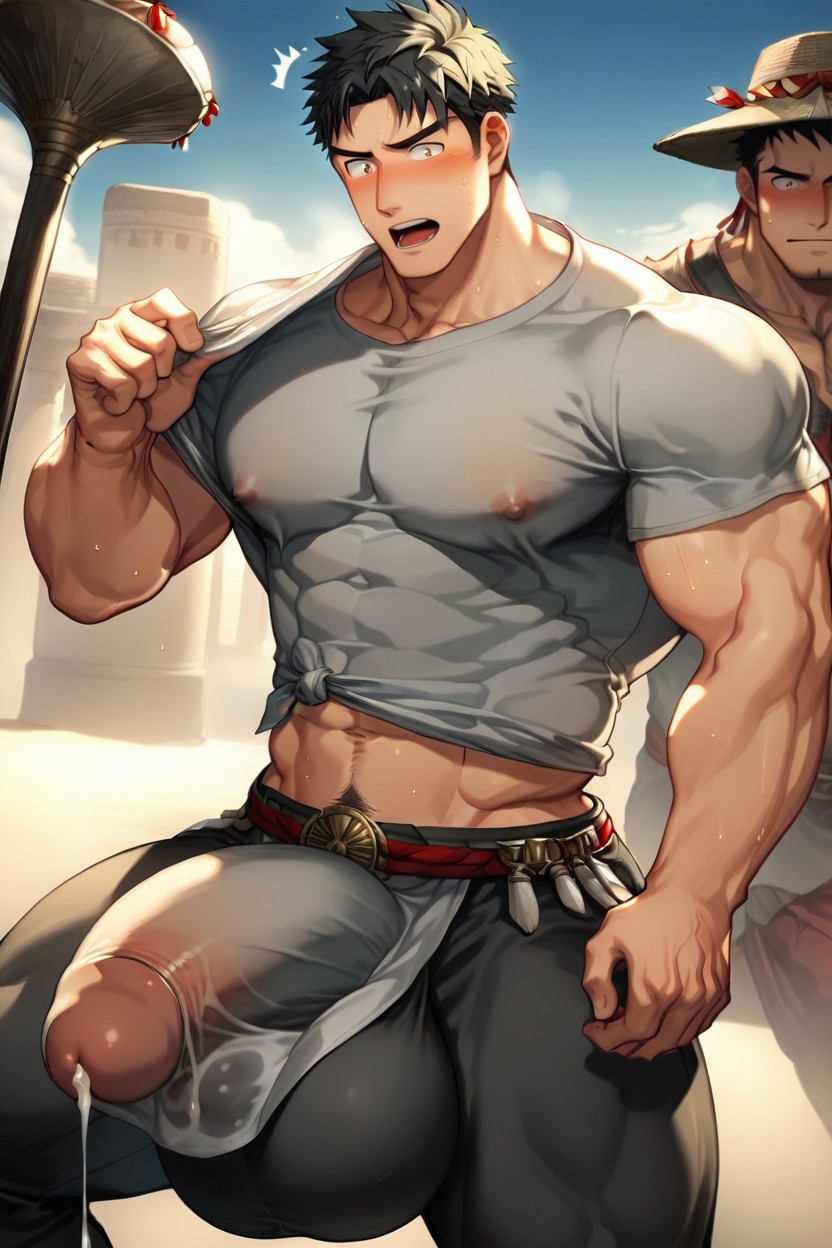 Epic, Extremely Revealing Clothing, Cock Pressed Against Chest AI Gay Porn
