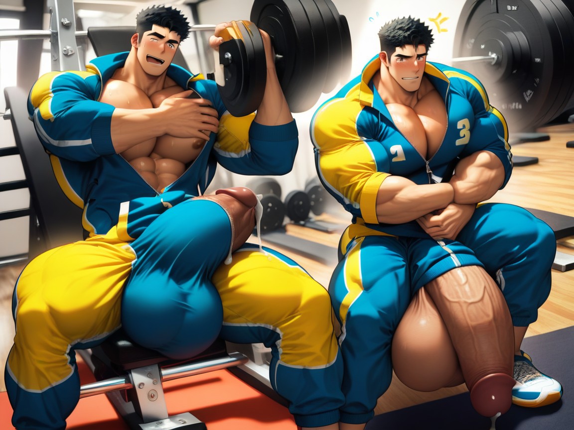 Blushing, Fondling Massive Balls With Hands, Accidental Erection AI Gay Porn
