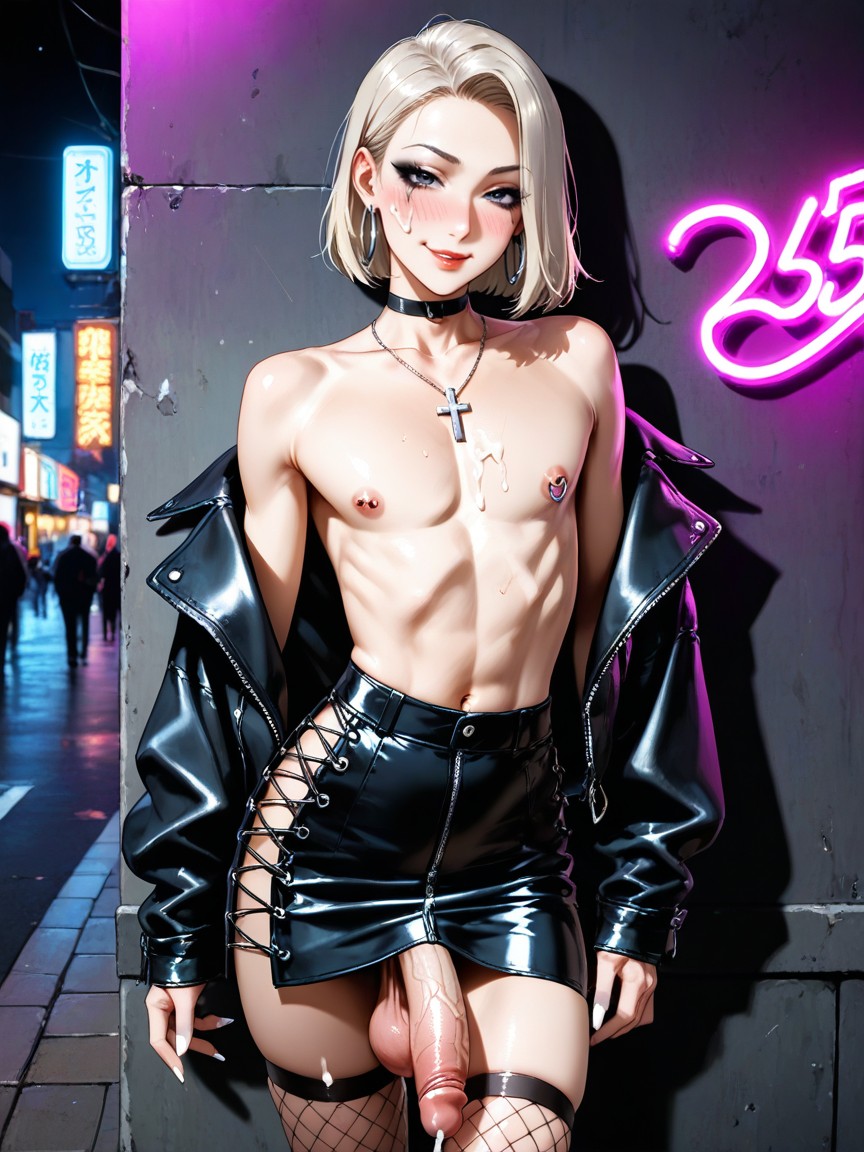 Neon Lights, Night, Fishnet Stockings AI同性恋黄片