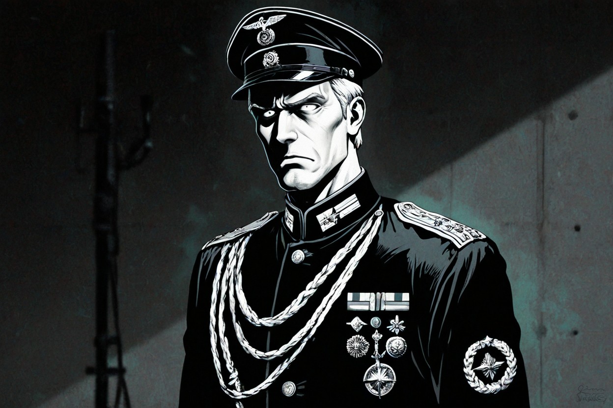Retro Archival Style, Embroidered Shoulder Boards, Left Officer With Hand Resting Near Collar In Contemplative Gesture AI Gay Porn