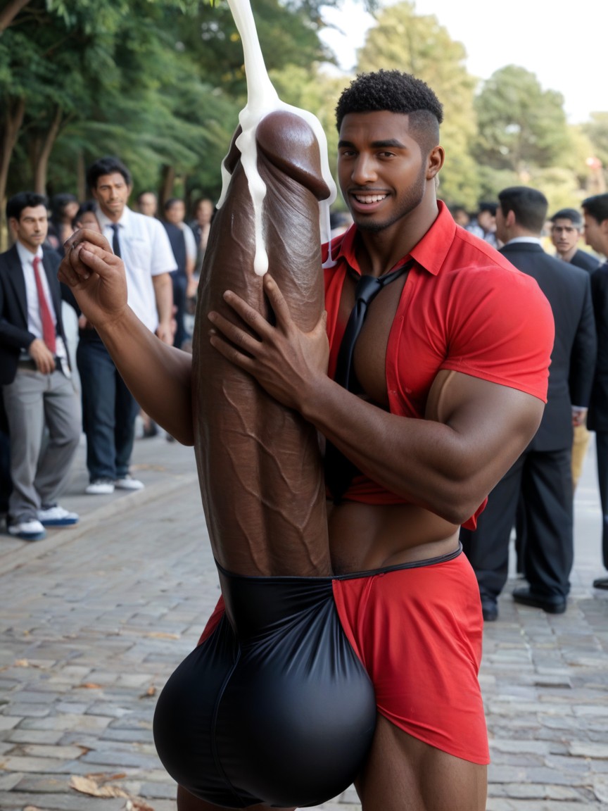 Uncut Hyper Cock Bigger Than Leg, Orgasm Face, Giant Hyper Bulge AI Gay Porn