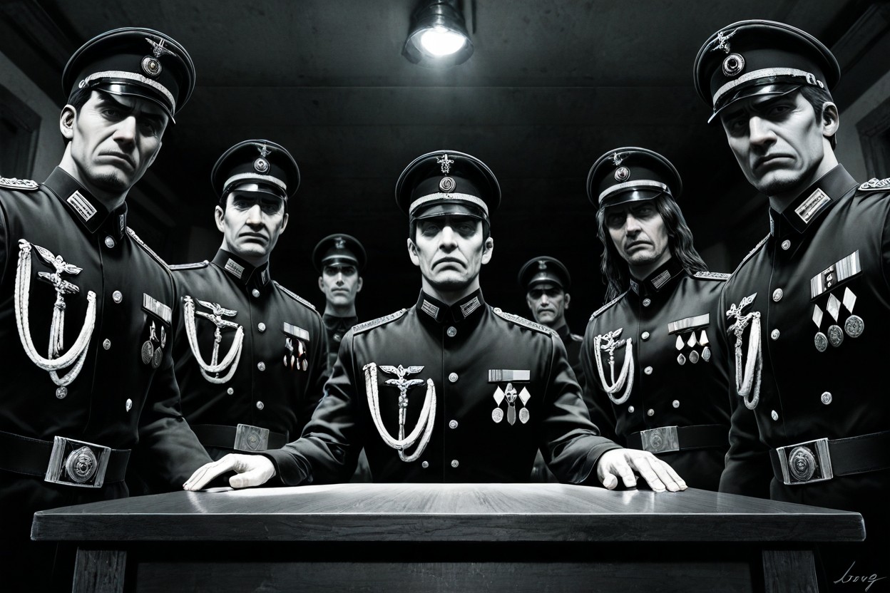 Dramatic Chiaroscuro Lighting, Side View, Collar Rank Tabs AI Gay Porn