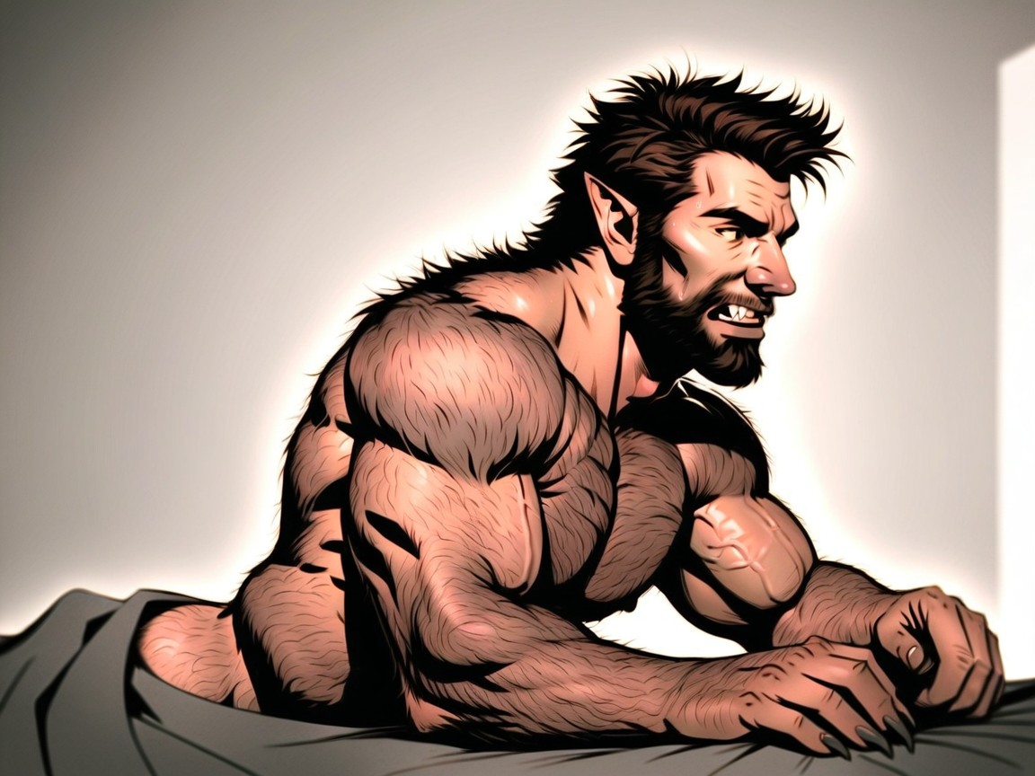 Beard, Transforms Into A Werewolf, Hairy Body AI Gay Porn