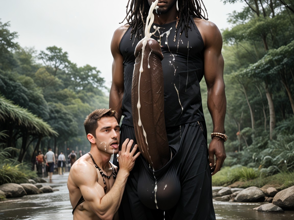 Nature, Hugging Cock, Tongue Out AI Gay Porn