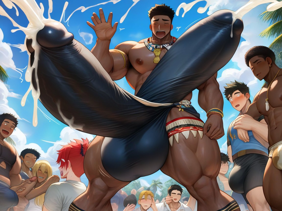 Uncut Hyper Cock Bigger Than Leg, Licking Cock, Japanese AI Gay Porn