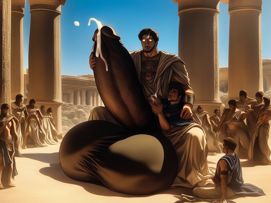 Mediterranean, Real Correct Anatomy, Gigantic Uncut Hyper Penis AI Gay Porn