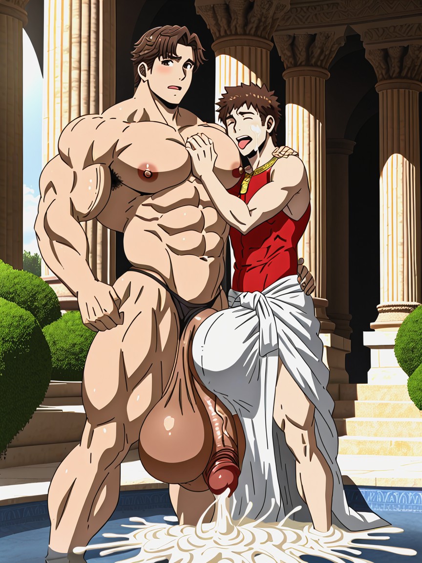 Penis Base Is Realistically Attached To Crotch, Giant Hyper Bulge, Toga AI Gay Porn