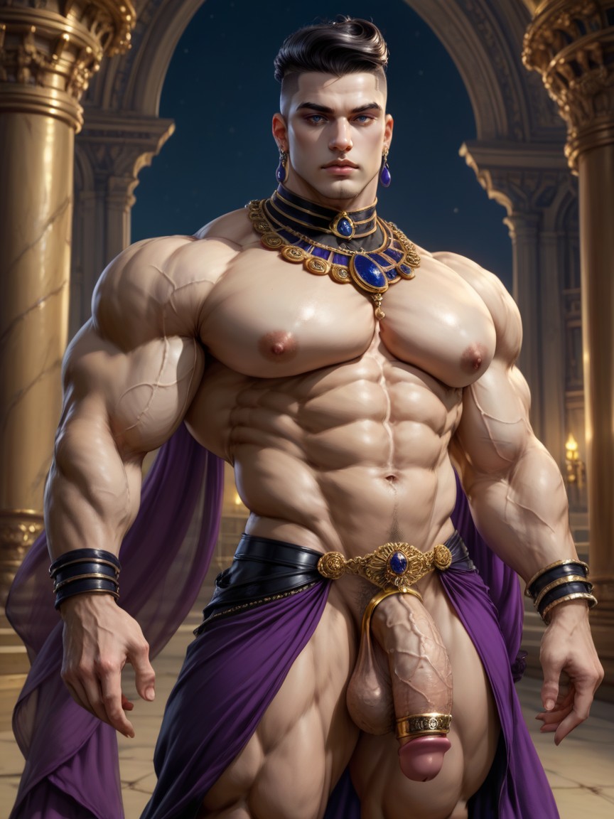 Dynamic Dutch Angle, Revealed Upper Body And Legs, Growing Heavy Round Veiny Balls AI Gay Porn