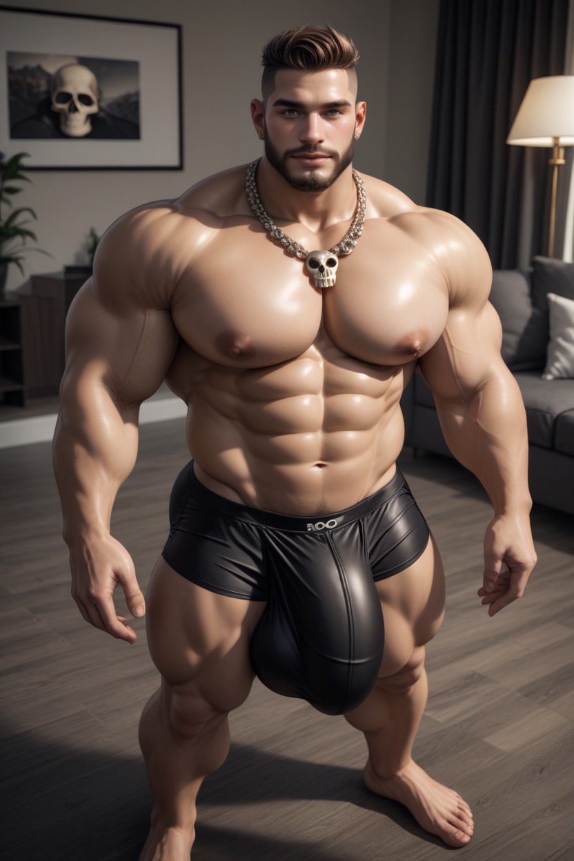Standing, Cool Skull Necklace, Big Bloated Abs AI同性恋黄片