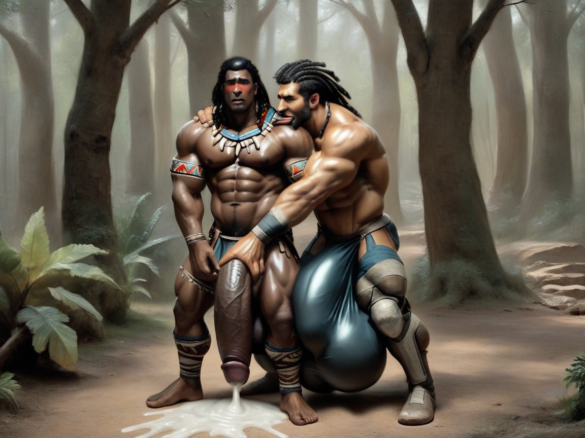 No Extra Limbs Or Digits, Black Hair, Prehistoric AI Gay Porn