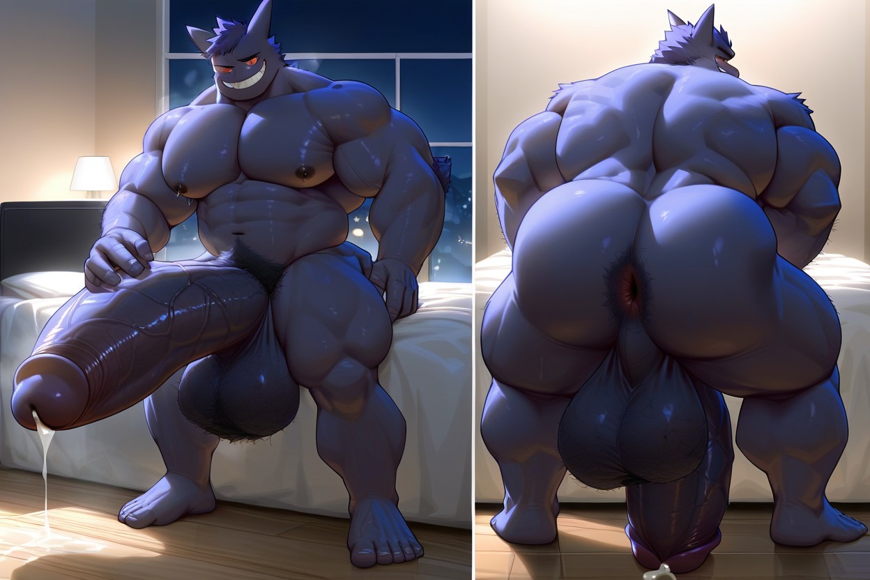 Very Hairy Anus, Oversize Hyper Long Veiny Cock, Obese AI Gay Porn
