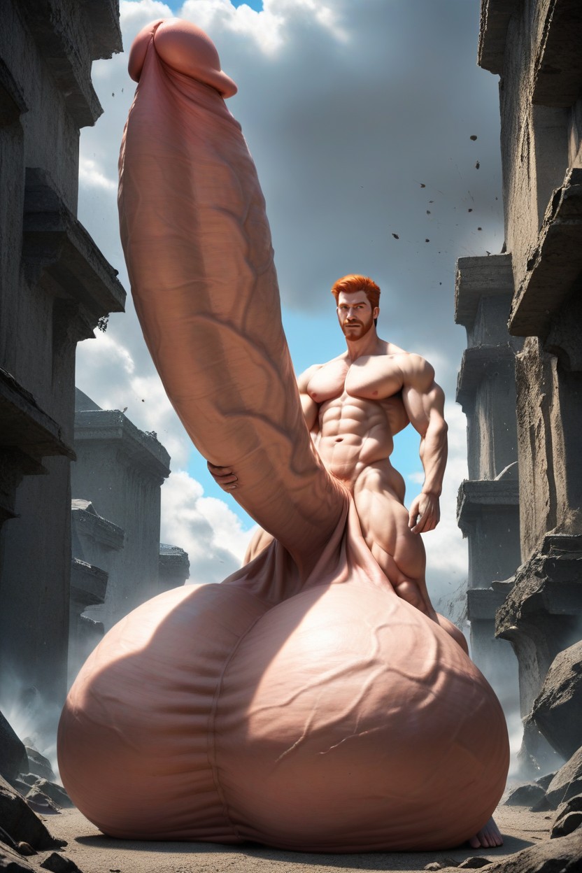 Gigantic Cock, Exploding With Cock Growth, Balls Bigger Than Human AI Gay Porn