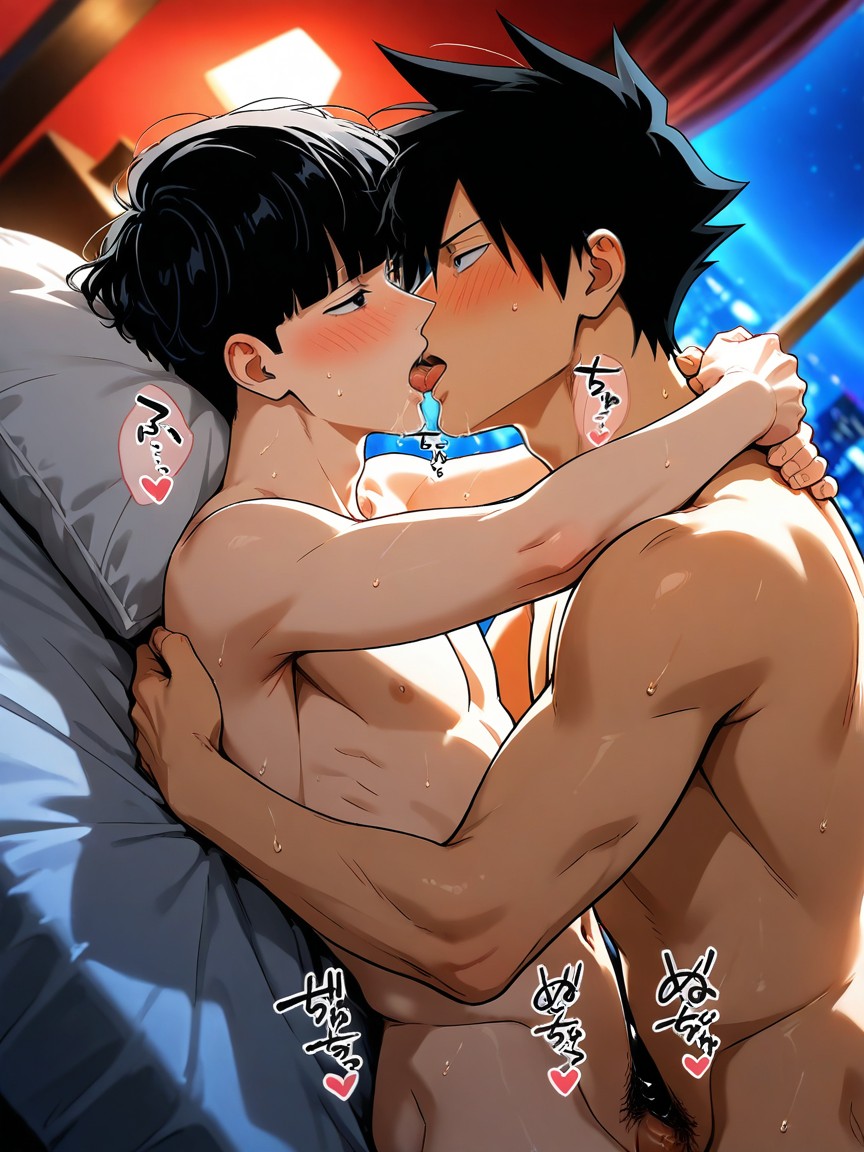 Overhead Dutch Angle, Face-to-face, French Kissing AI Gay Porn