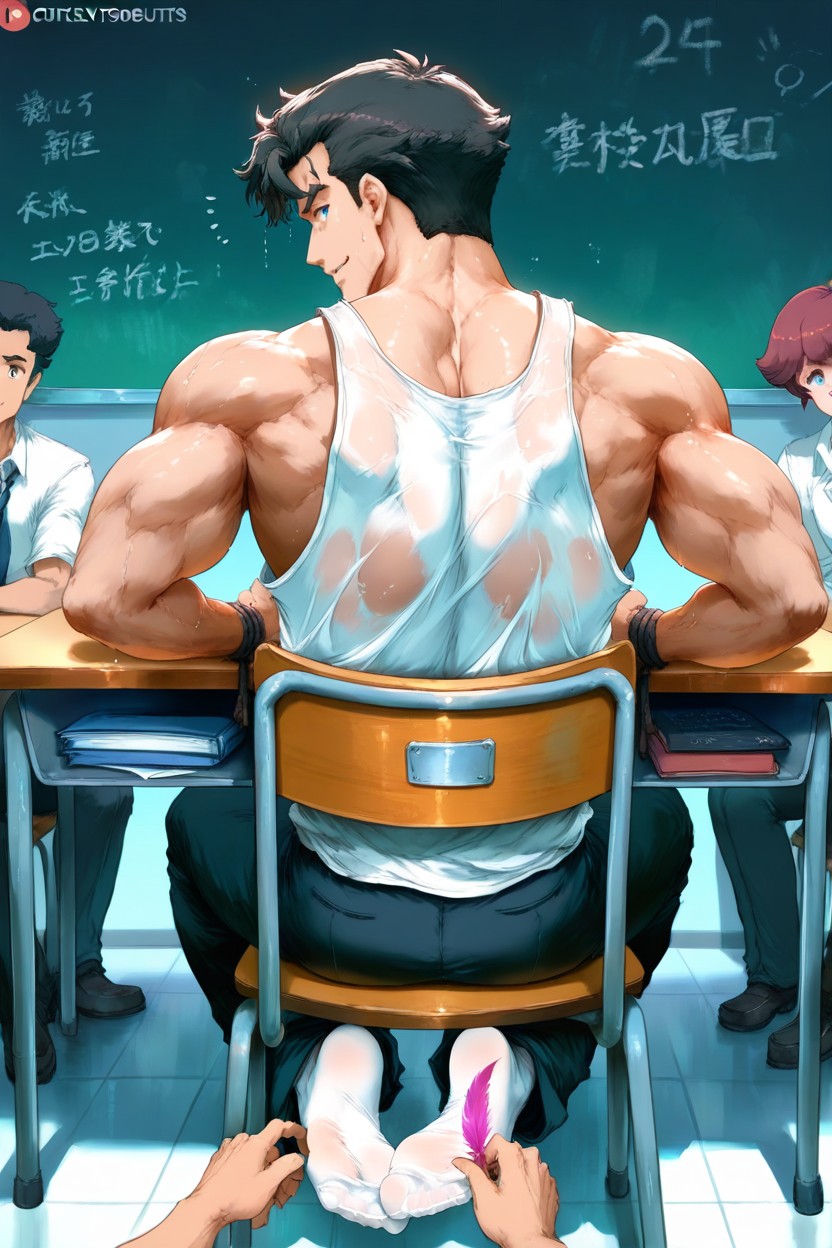 Looking Forward, Expression, Sitting Between Char And Desk AI Gay Porn