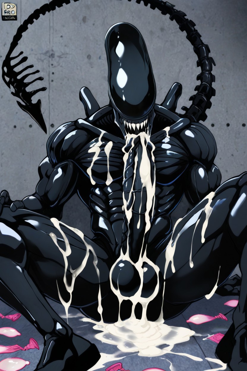 Thick Bold Lineart, Dripping Cum, Excesive Cum AI Gay Porn