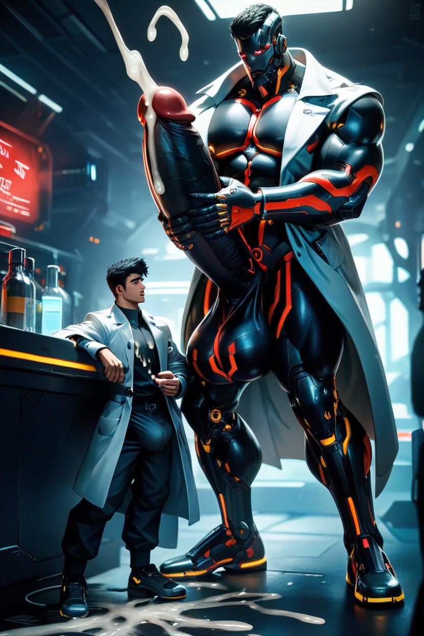 Impossibly Long Hyper Penis, Hyper Excess Cum, Sci-fi AI Gay Porn