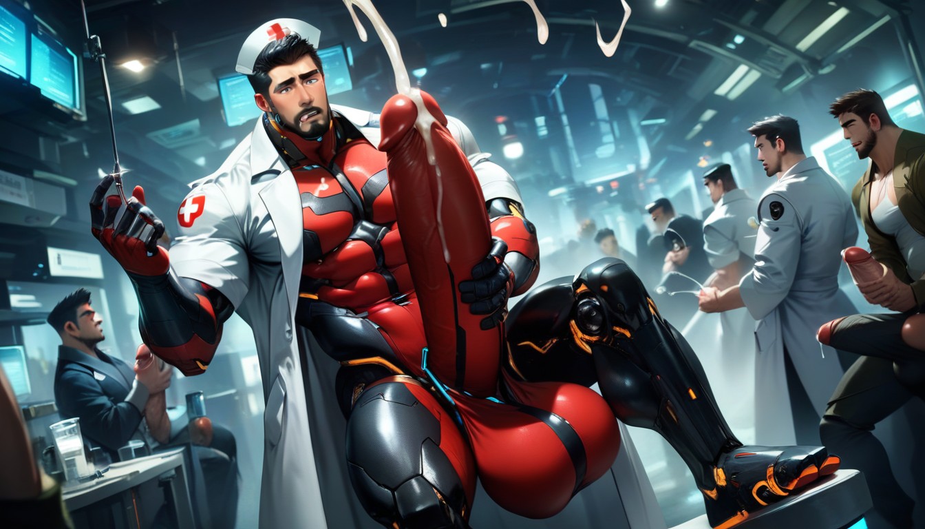 Giant Glans Near Open Mouth, Helping Hand, Tech AI Gay Porn