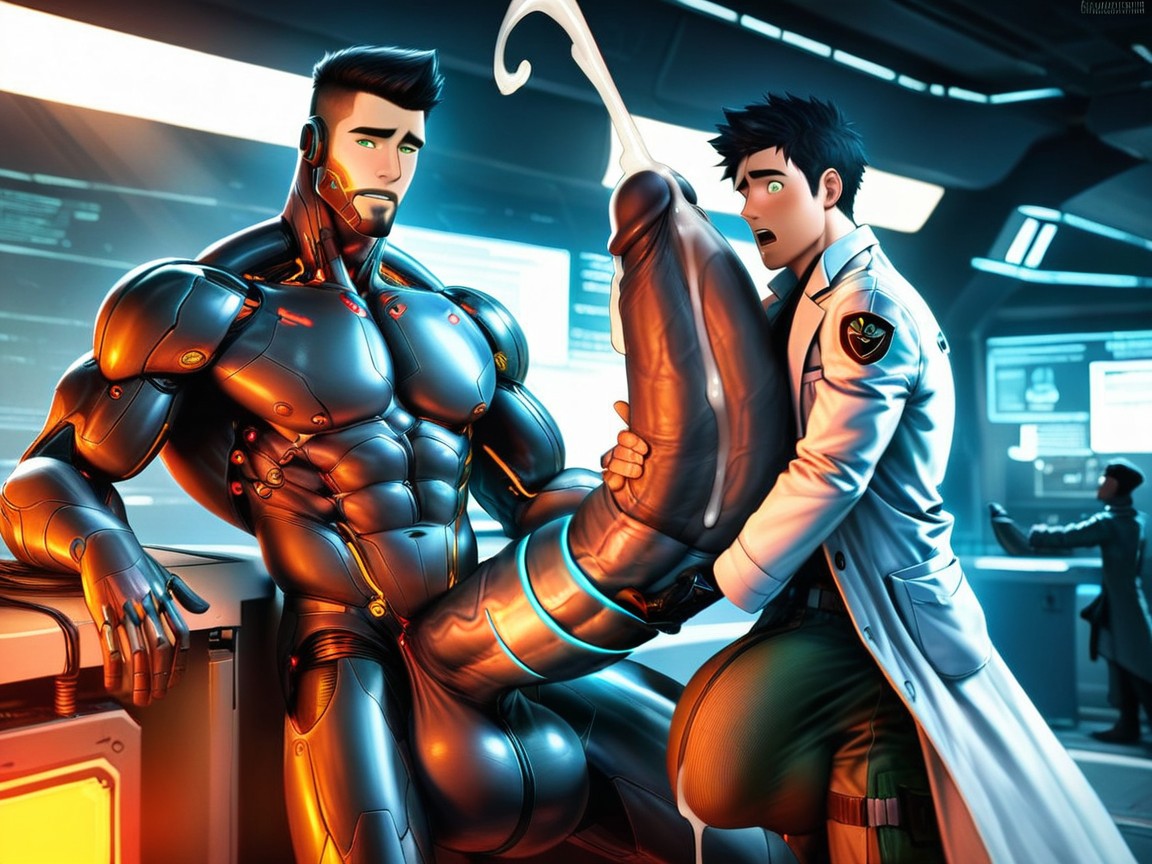 Cyber, Licking Cock, Precum On Tip AI Gay Porn