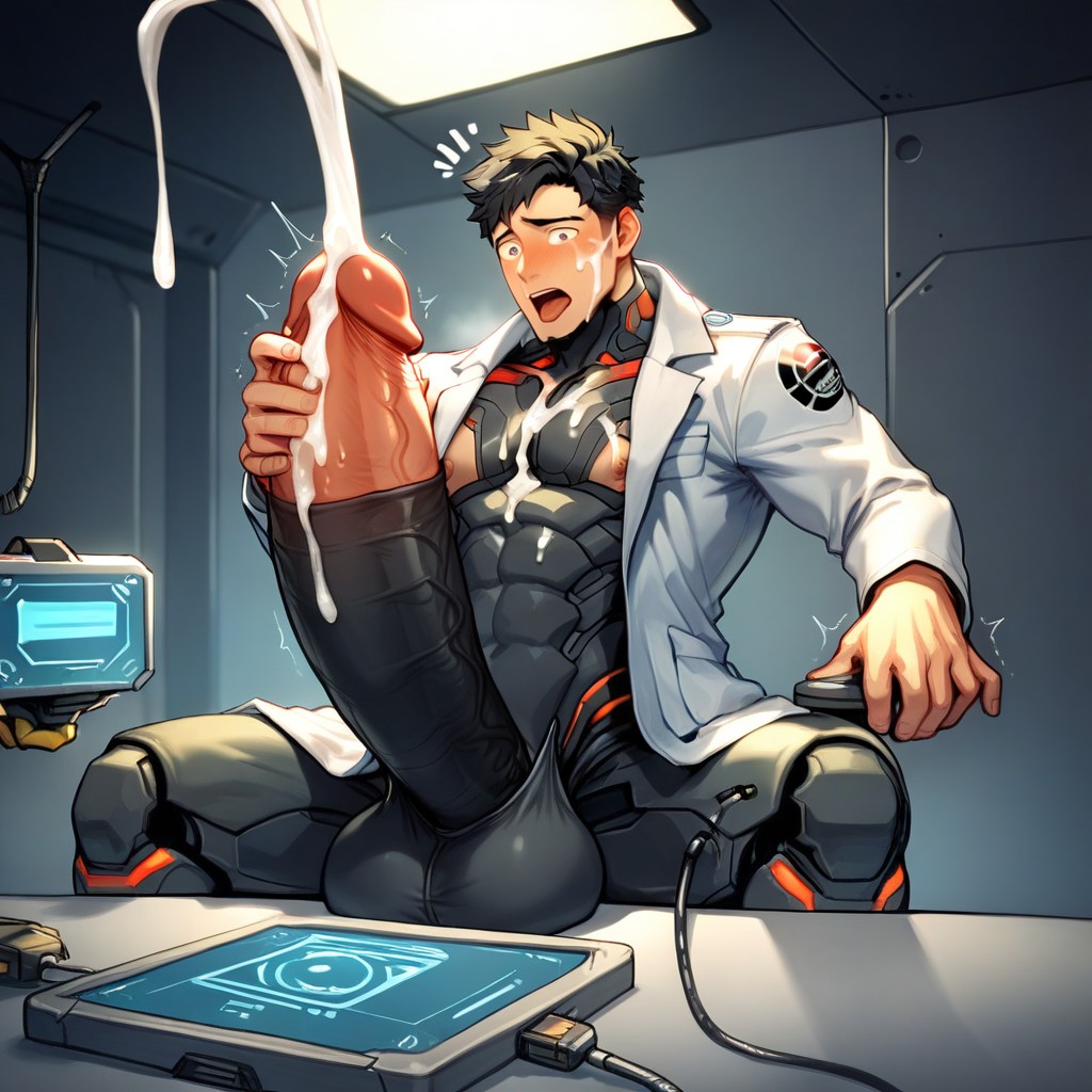 Military Camo Gear, Lab Coat, No Extra Limbs Or Digits AI Gay Porn