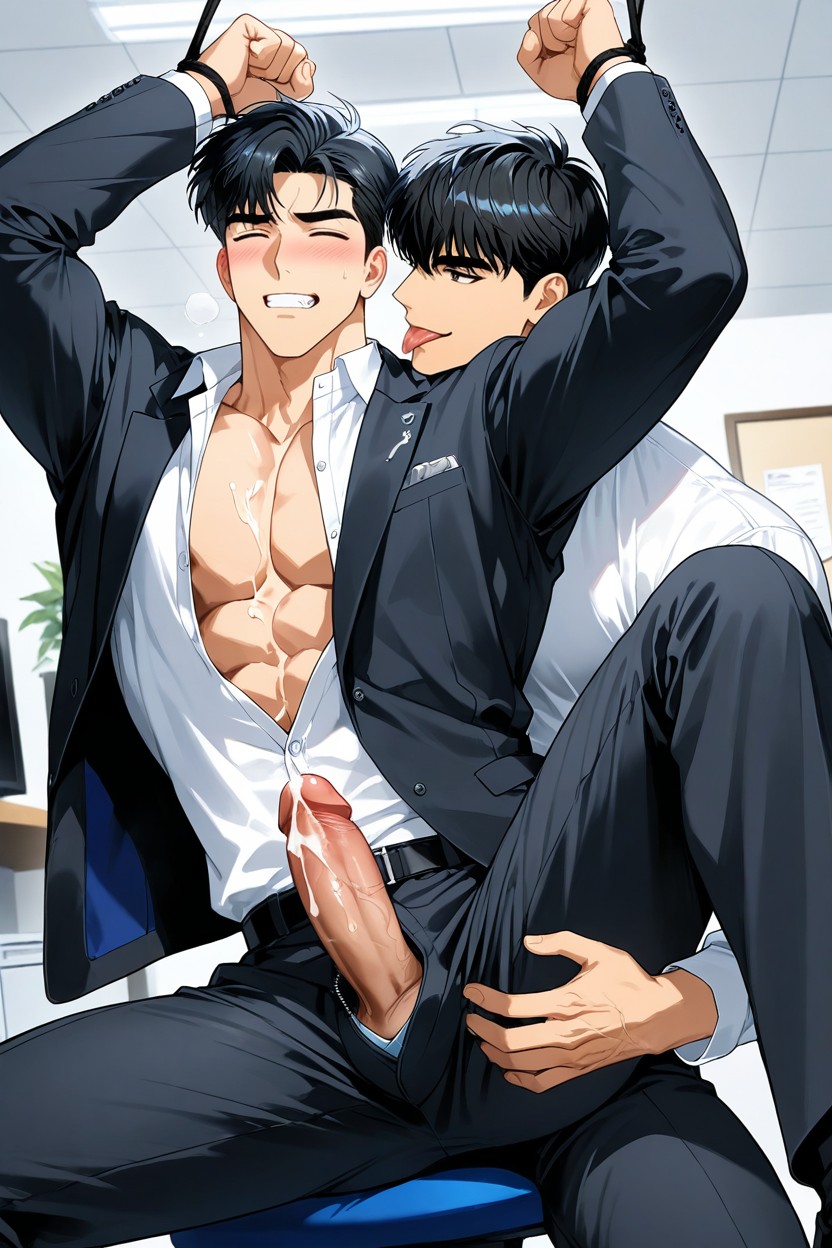 Open Shirt, Groping And Help Masturbate, Touch His Body AI Gay Porn