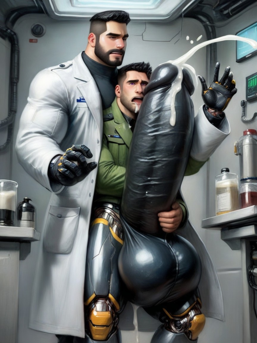 Military Camo Gear, Futuristic, Giant Erect Bulge AI Gay Porn