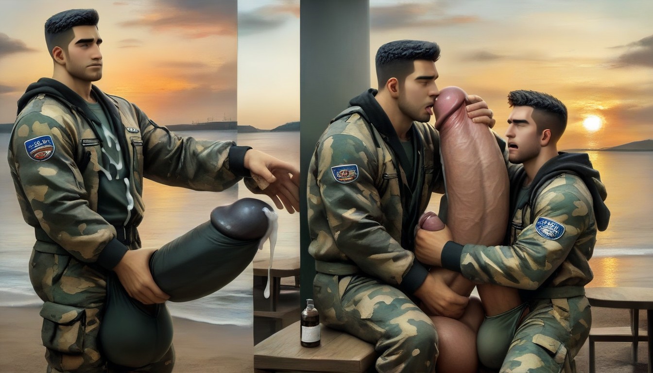 Japanese, Giant Erect Bulge, Buzzcut AI Gay Porn