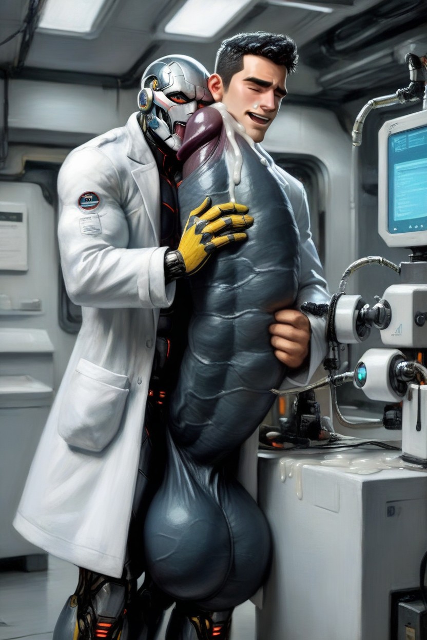 Futuristic, Hq, Giant Glans Near Open Mouth AI Gay Porn