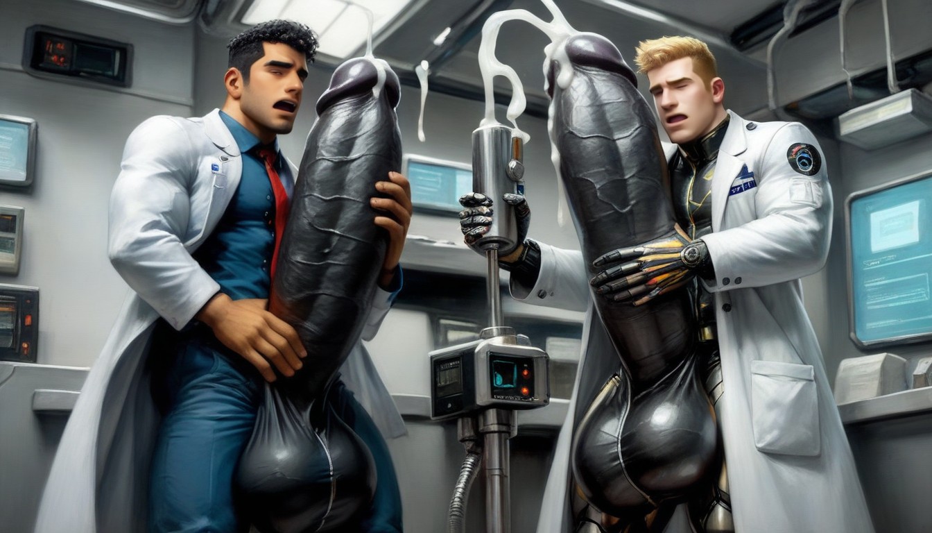 Clearly Seperate Distinct Bodies, Cock Bigger Than Body, Bottom Up AI Gay Porn