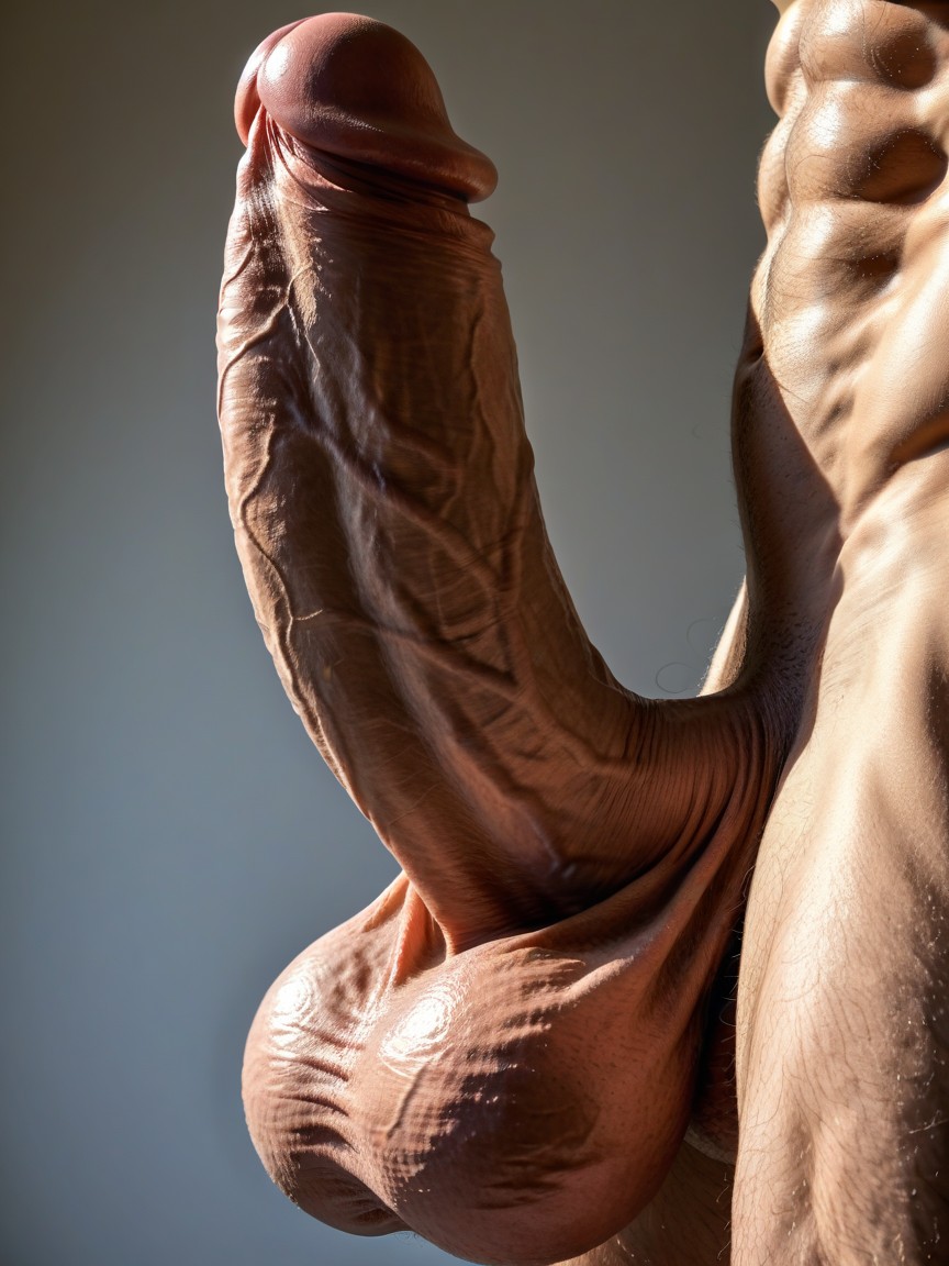 Completely Erected Penis, Big Cock, Simple Background 게이 AI 포르노