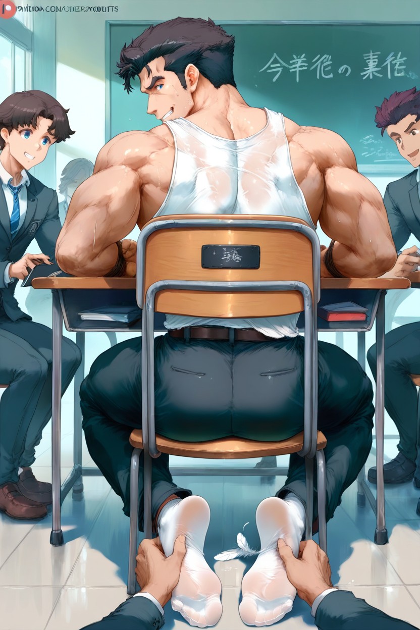 18+, Hands Scratching Ribs, Legs Tied To Chair Legs AI Gay Porn