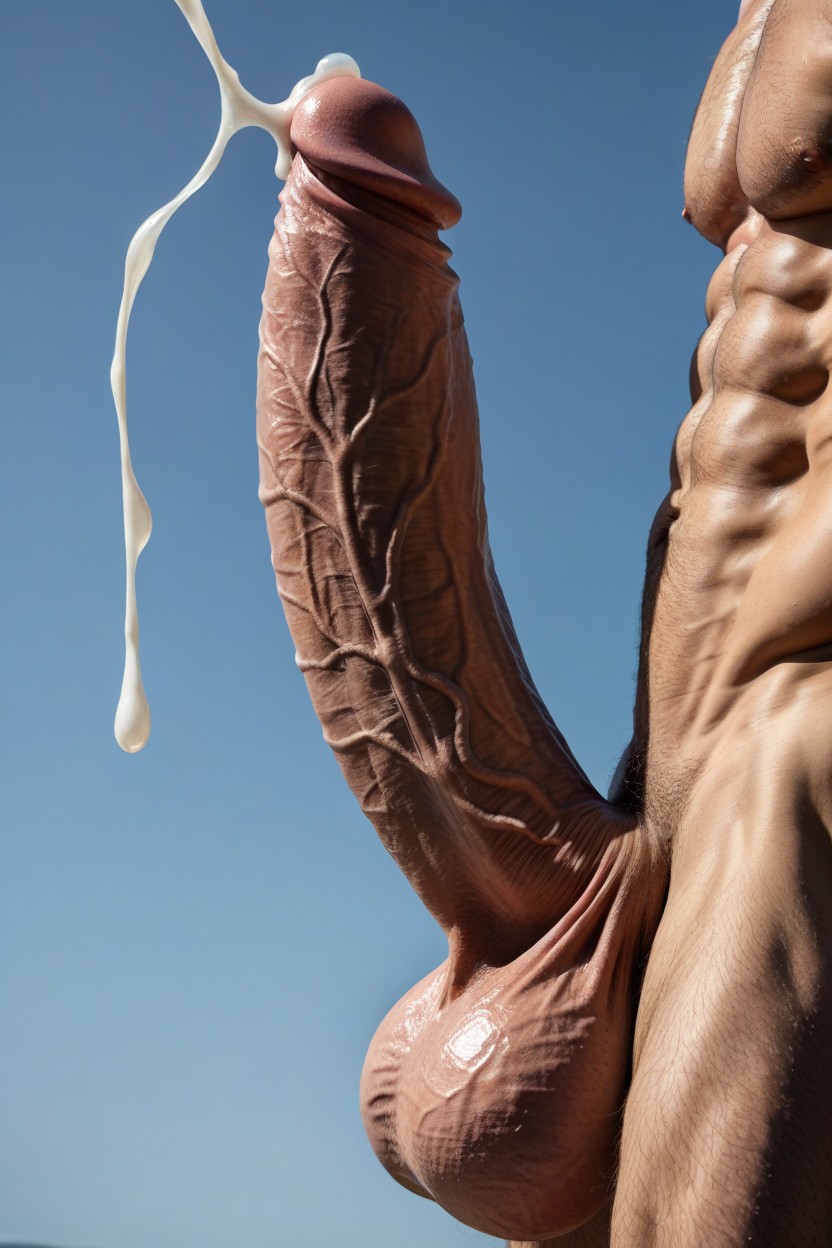 Pre-ejaculate, Penis Bigger Than Body, Super Detailed Penis 게이 AI 포르노