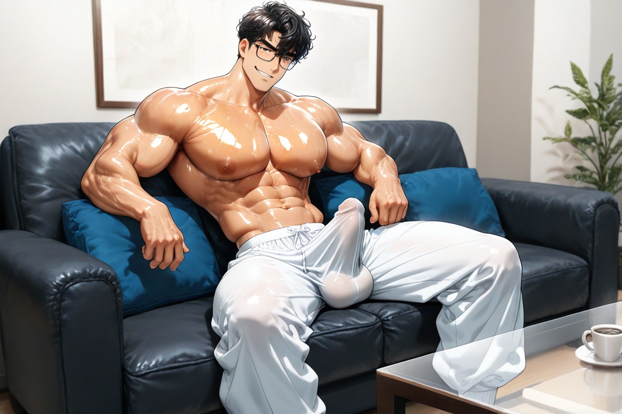 Slimwaist, Penis Bulge, 오일 바른 피부 게이 AI 포르노