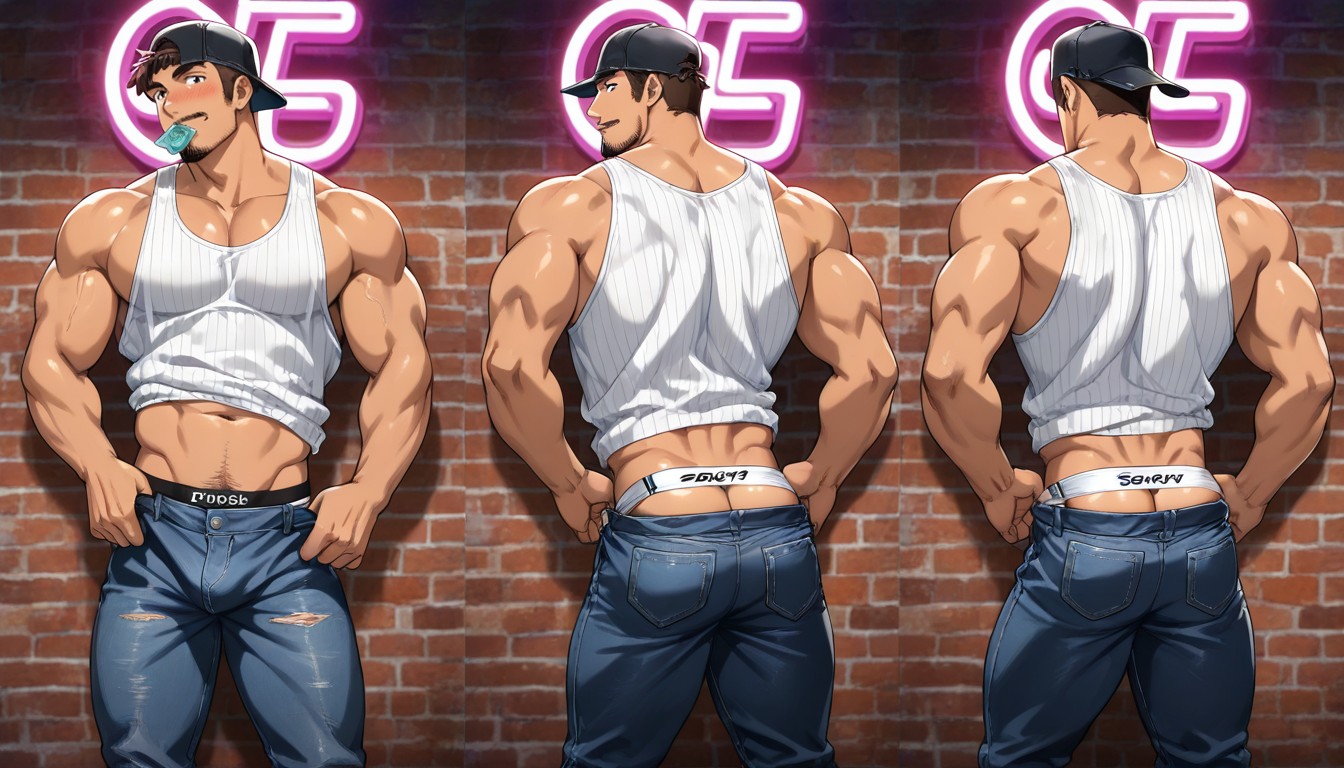 Smirking, Black Shoulder Length Masculine Hair, Faggot ゲイAIポルノ