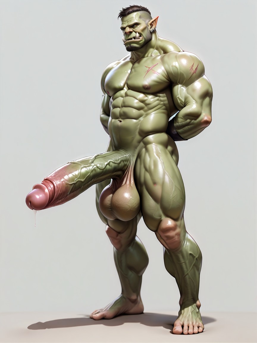 Standing, Super Detailed Penis, Shaved Cock AI Gay Porn