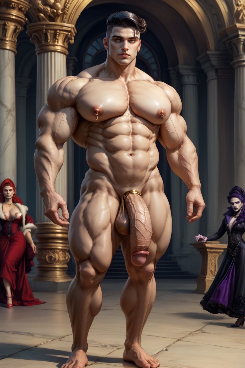 Huge Heavy Masculine Bulging Pecs Nipples, Long Nipples, Bartolomeobari AI Gay Porn