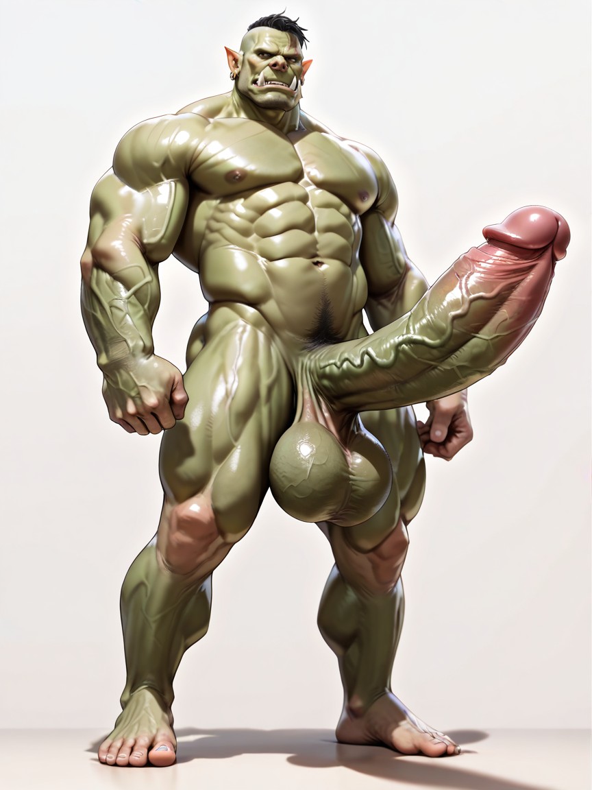 Massive Penis, 프론트뷰, Standing 게이 AI 포르노
