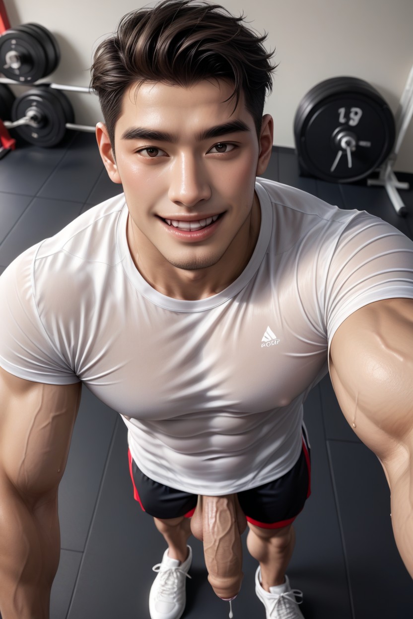 Defined Jawline, Horny, Uncut Penis AI Gay Porn