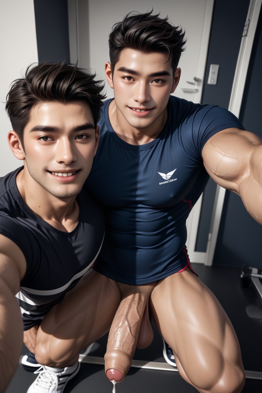 Wearing Running Shoes, Taking Selfie, Extra Foreskin AI Gay Porn