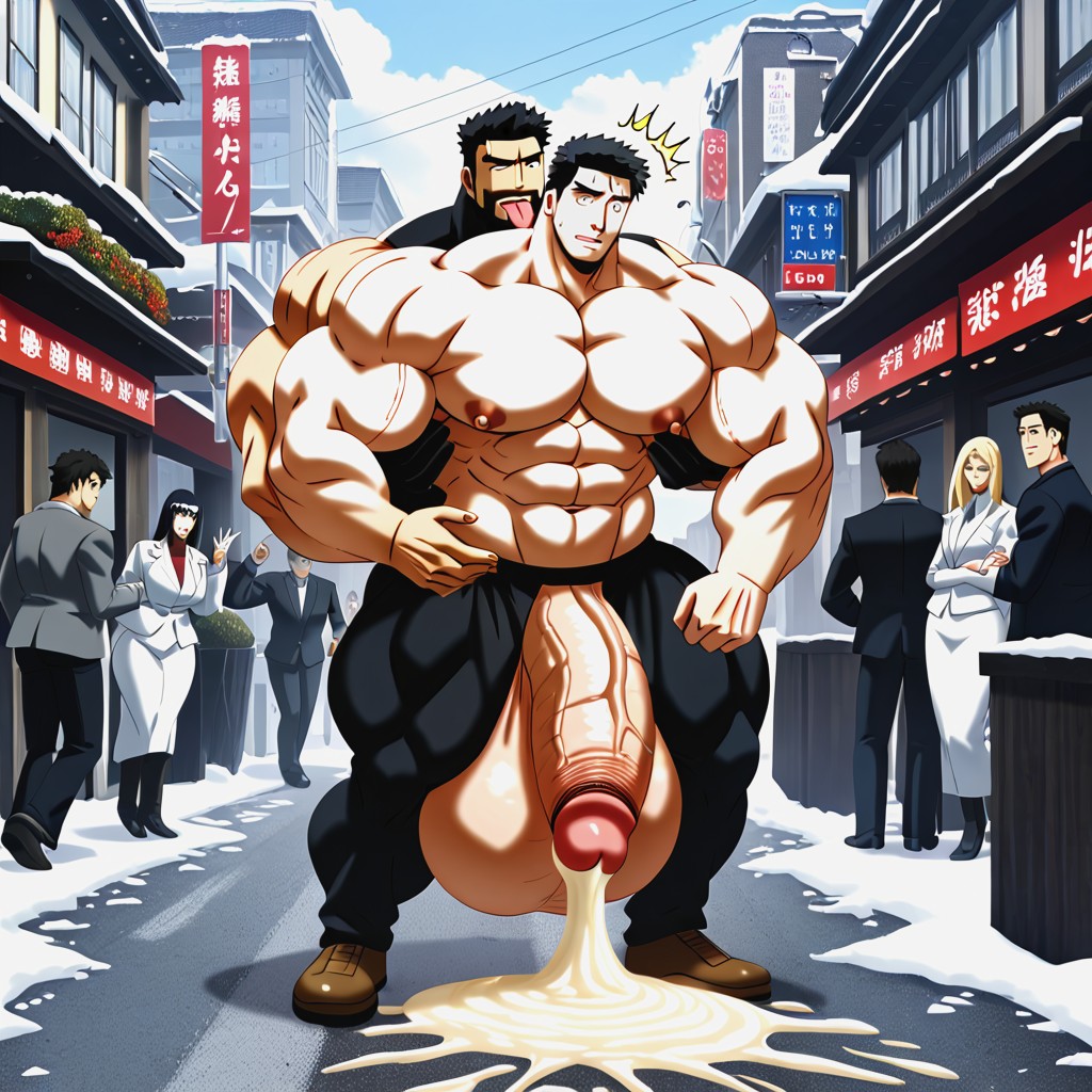 Full Body, Orgasm Face, Giant Erect Bulge AI Gay Porn