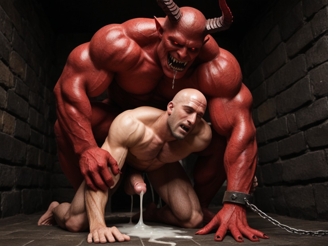 Mans Arms Bound Behind Back, Giant Monster, Huge Insertion Pornografia gay com IA
