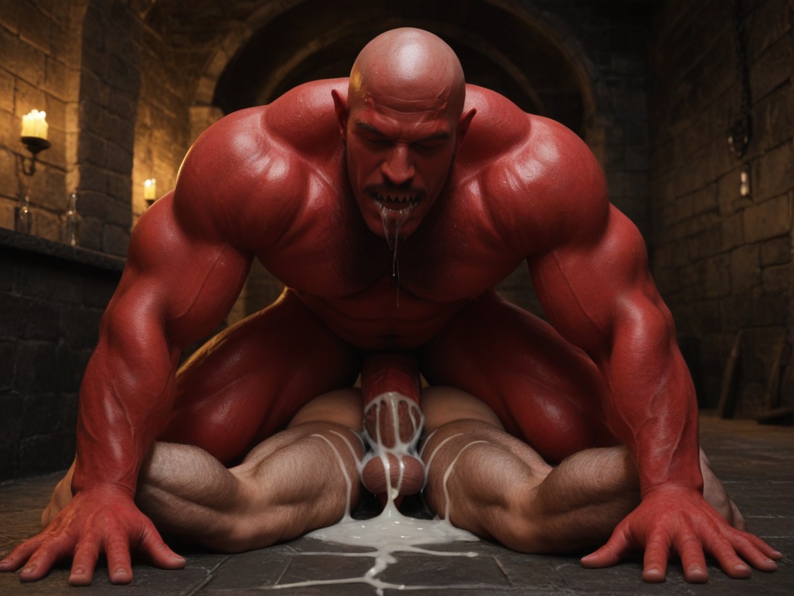 Giant Monster, Aggressive Anal Pounding Balls Deep, Big Devil Horns ゲイAIポルノ