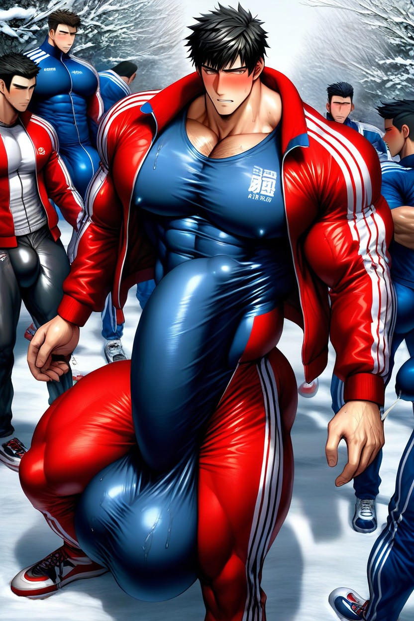 Hands Cupping Massive Balls, Hyper Muscle, Holding Bulge With Both Hands 게이 AI 포르노
