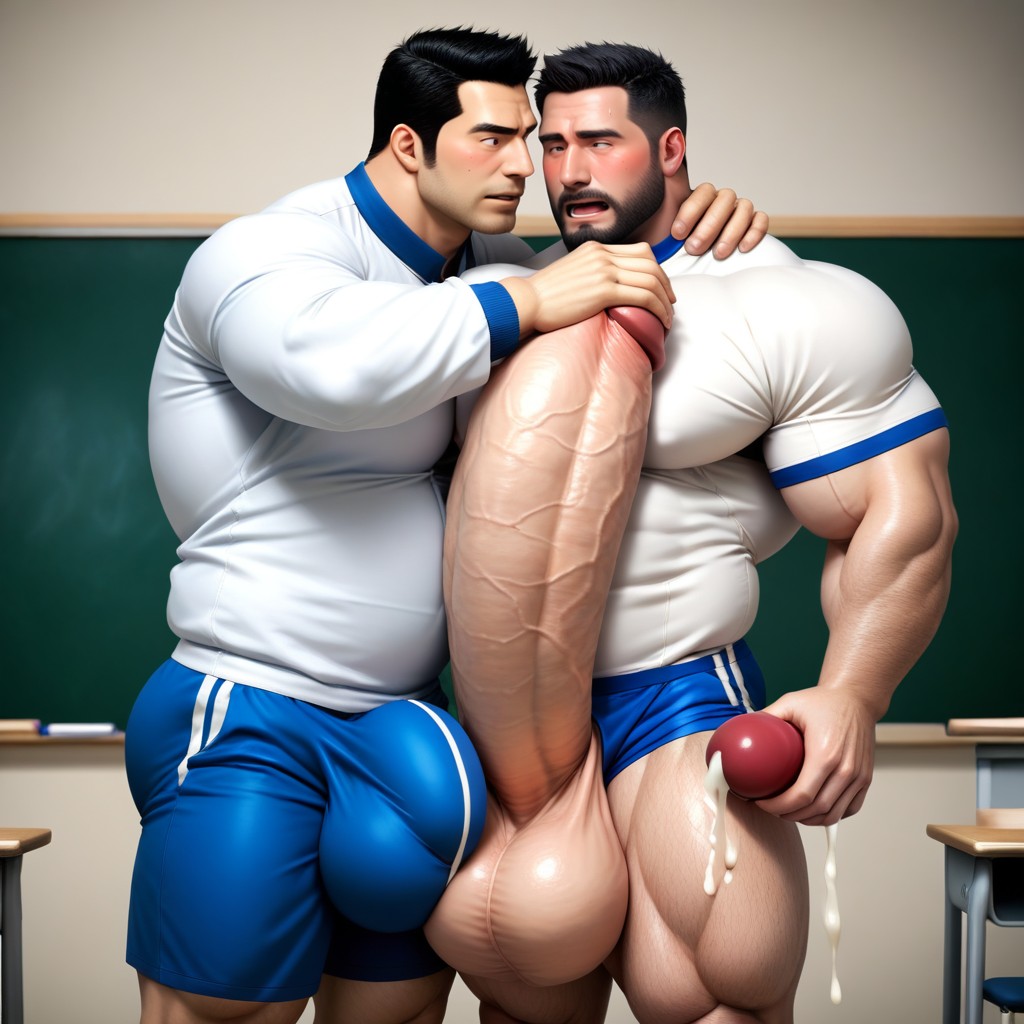 Male Only, Hugging Cock, Sportswear Fabric Straining From Huge Erection And Balls AI Gay Porn