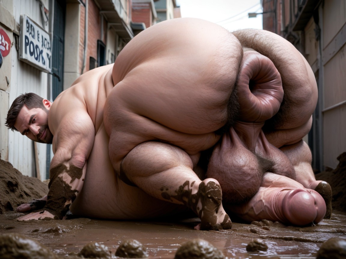 Hyper Obese Belly, Hyper Cock, Impossibly Large Hyper Cock Pornografia gay com IA