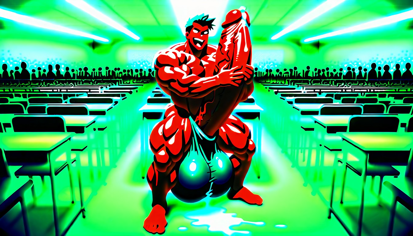 Focus On Naked Hyper Man In Front Of Lecture, K, Black Hair AI Gay Porn