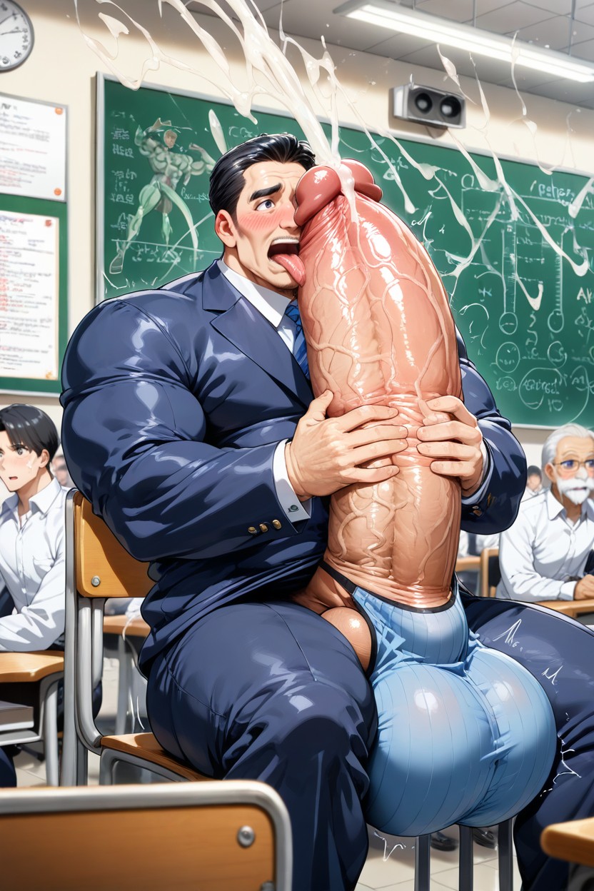 Cock Bigger Than Body, Big Balls, Embarassed 게이 AI 포르노