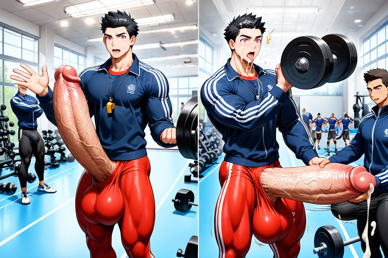 Black Hair, Hugging Cock, Multiple Views ゲイAIポルノ