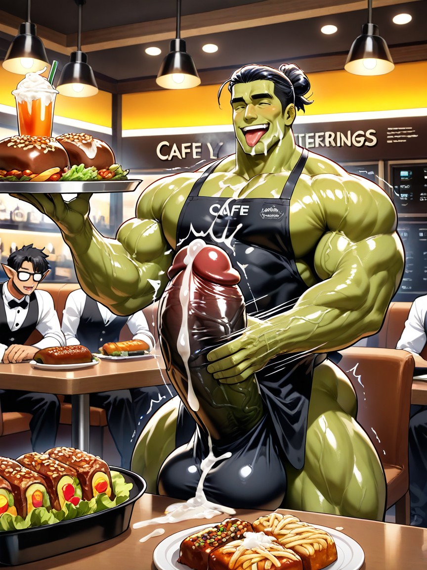 Cum On Face And Chest, Waiter Cums Over Table, 포니테일 게이 AI 포르노