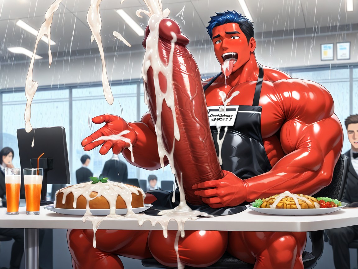 앉아서 다리 벌리기, Fully Naked Hyper Waiter Wearing Apron, Extremely Revealing Clothing 게이 AI 포르노