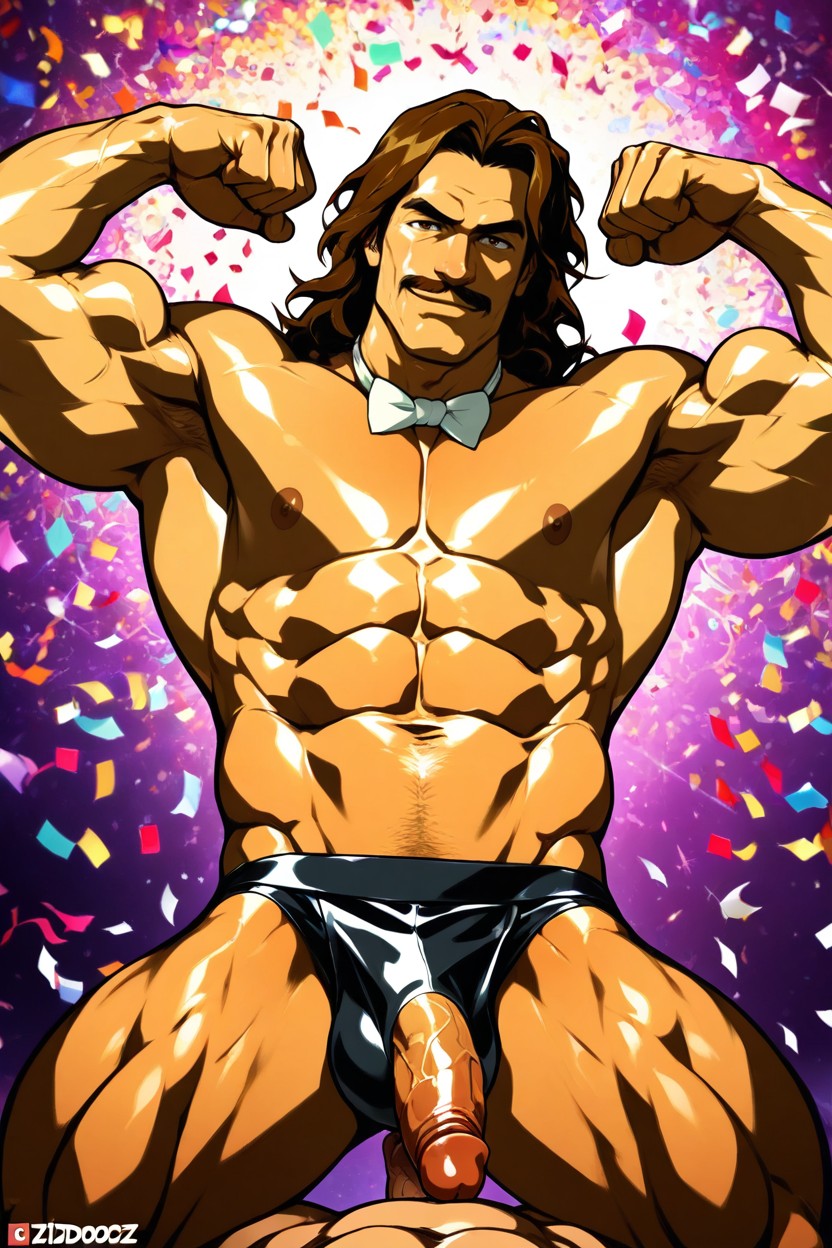 Three-quarter View, Muscular, Orange AI Gay Porn